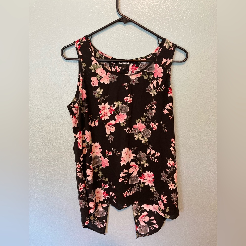 Dark floral open back top from Express